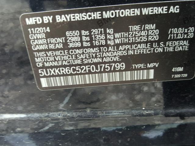 5UXKR6C52F0J75799 - 2015 BMW X5 XDRIVE5 BLACK photo 10