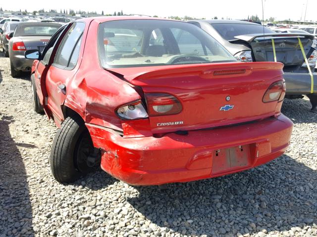 1G1JC524X27360100 - 2002 CHEVROLET CAVALIER B RED photo 3