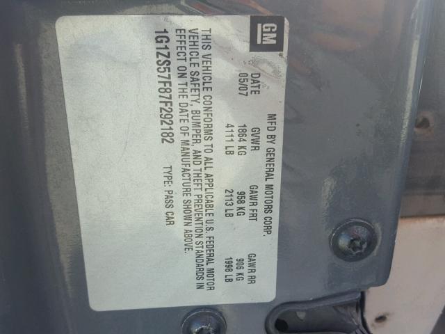 1G1ZS57F87F292182 - 2007 CHEVROLET MALIBU LS 灰色 照片 10