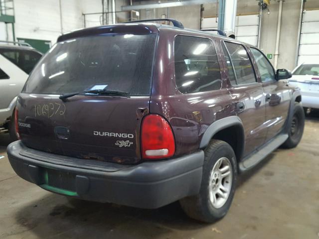 1D4HS38N33F575423 - 2003 DODGE DURANGO SP MAROON photo 4