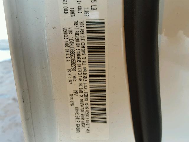 1C4NJDBB5CD582781 - 2012 JEEP COMPASS SP WHITE photo 10