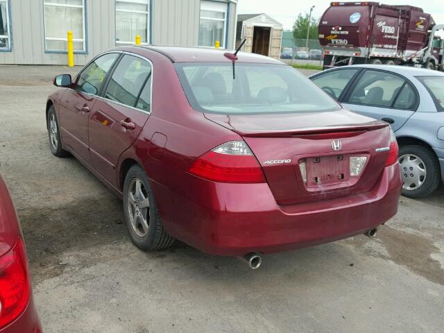 JHMCN36497C001097 - 2007 HONDA ACCORD HYB RED photo 3