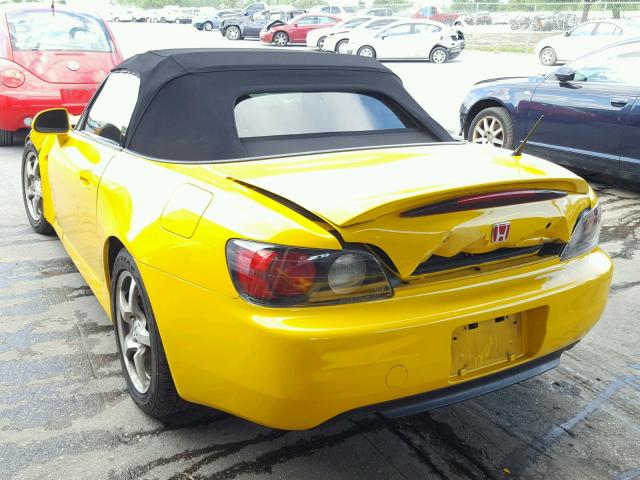 JHMAP11451T001621 - 2001 HONDA S2000 YELLOW photo 3