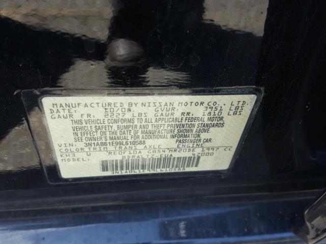 3N1AB61E99L610588 - 2009 NISSAN SENTRA 2.0 BLACK photo 10