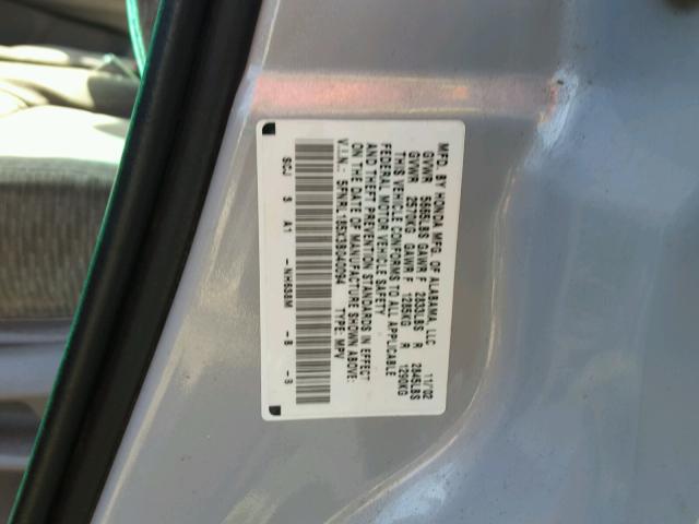 5FNRL185X3B040094 - 2003 HONDA ODYSSEY LX SILVER photo 10