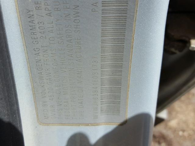 WVWJH63B41E031737 - 2001 VOLKSWAGEN PASSAT GLX 银色 照片 10