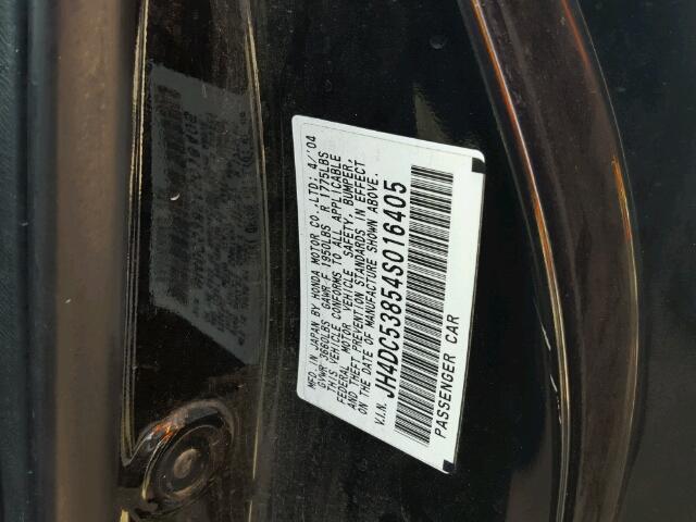 JH4DC53854S016405 - 2004 ACURA RSX BLACK photo 10