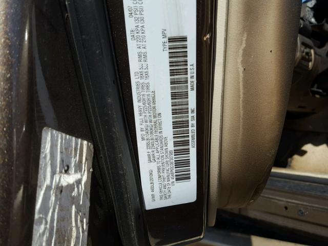 4S4BP60C087307989 - 2008 SUBARU OUTBACK BLUE photo 10