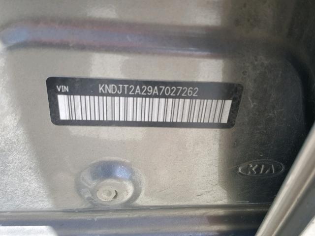 KNDJT2A29A7027262 - 2010 KIA SOUL + CHARCOAL photo 10