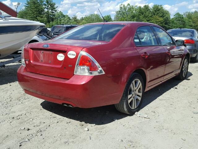 3FAHP07Z17R279655 - 2007 FORD FUSION SE RED photo 4