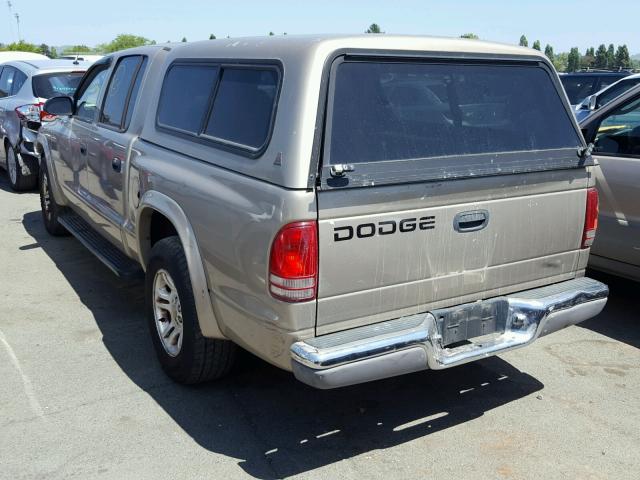 1B7HL48N22S624567 - 2002 DODGE DAKOTA QUA GOLD photo 3