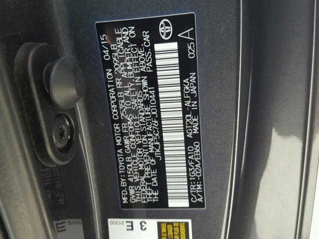 JTKJF5C76FJ010441 - 2015 TOYOTA SCION TC 石墨色 照片 10