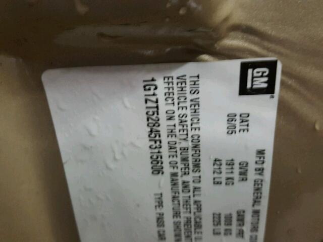 1G1ZT52845F315606 - 2005 CHEVROLET MALIBU LS 棕色 照片 10