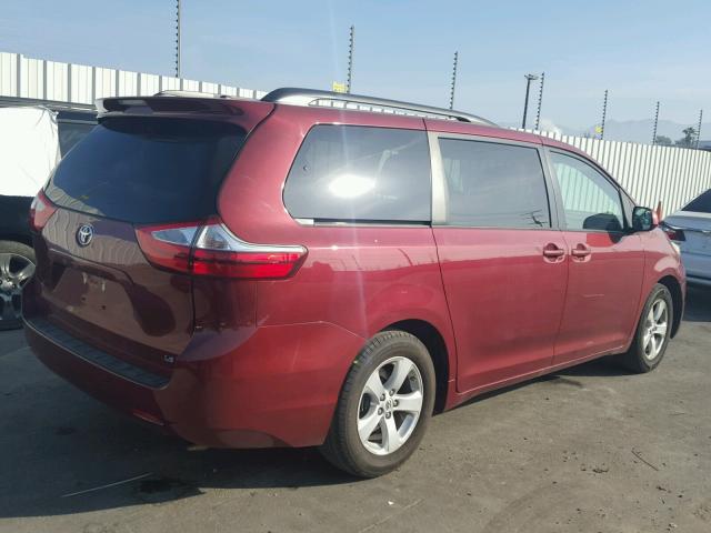 5TDKK3DC1GS725493 - 2016 TOYOTA SIENNA LE BURGUNDY photo 4