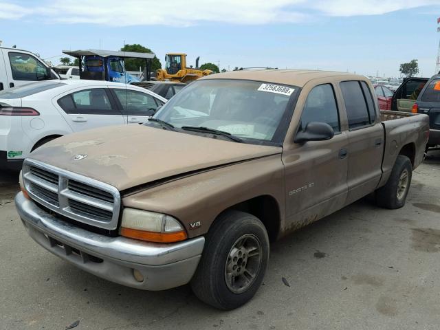 1B7GL2AZ3YS789744 - 2000 DODGE DAKOTA QUA BROWN photo 2