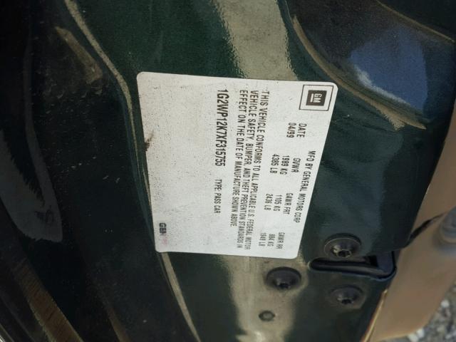 1G2WP12K7XF315755 - 1999 PONTIAC GRAND PRIX GREEN photo 10