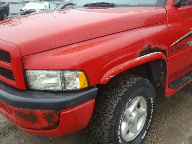 1B7HF16Z1VS245480 - 1997 DODGE RAM 1500 RED photo 9