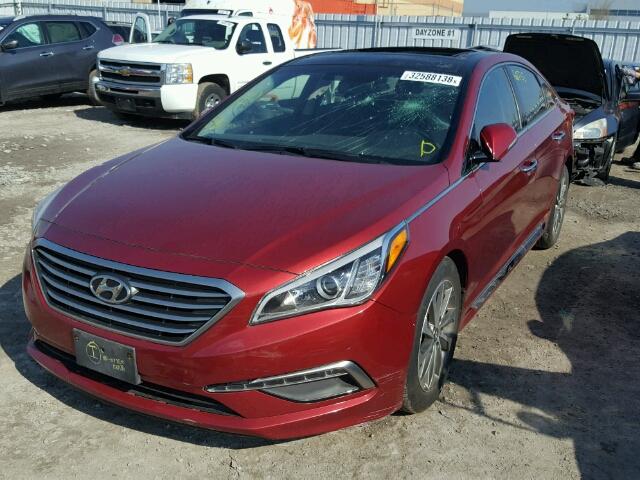 5NPE34AF6FH113759 - 2015 HYUNDAI SONATA SPO RED photo 2