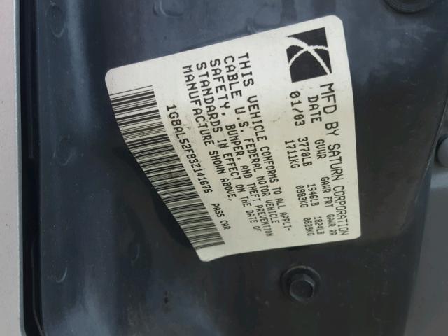 1G8AL52F83Z141676 - 2003 SATURN ION LEVEL GRAY photo 10