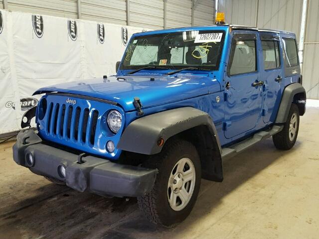 1C4BJWKG6FL652180 - 2015 JEEP WRANGLER U BLUE photo 2