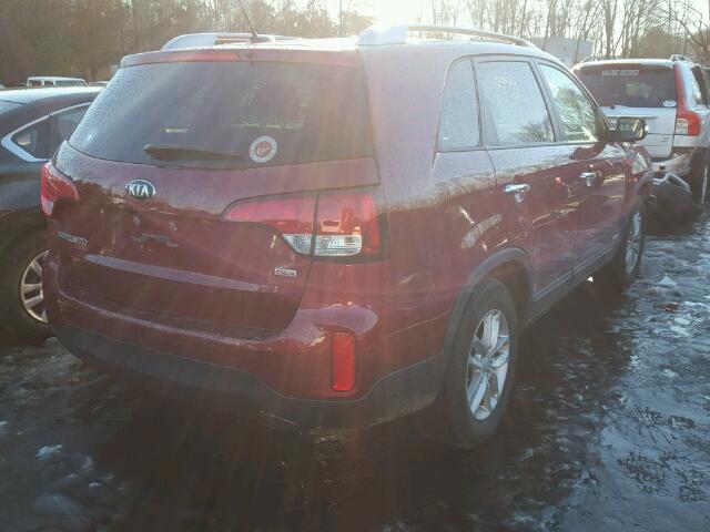 5XYKTCA63EG478046 - 2014 KIA SORENTO LX BURGUNDY photo 4