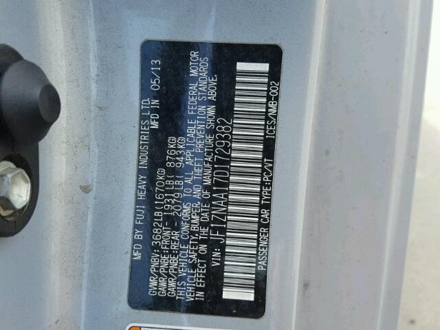 JF1ZNAA17D1729382 - 2013 TOYOTA SCION FR-S ნაცრისფერი ფოტო 10