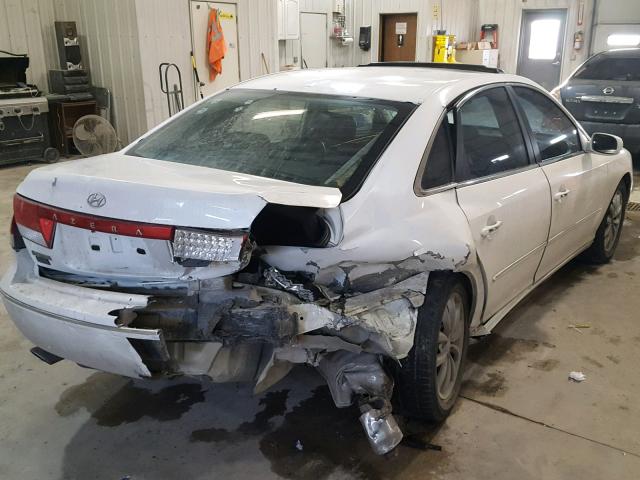 KMHFC46F26A036498 - 2006 HYUNDAI AZERA SE WHITE photo 4