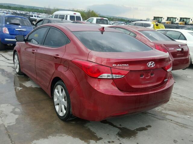 5NPDH4AEXDH343936 - 2013 HYUNDAI ELANTRA GL MAROON photo 3