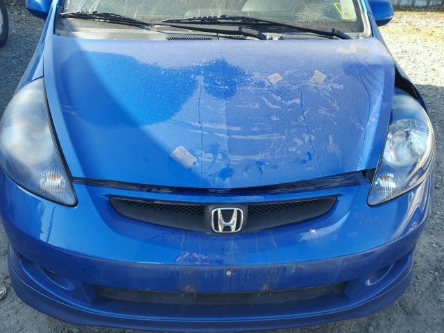 JHMGD38687S062188 - 2007 HONDA FIT S BLUE photo 7