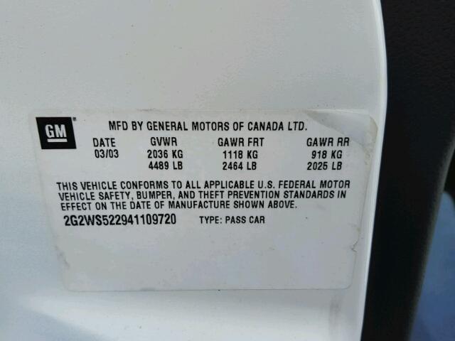 2G2WS522941109720 - 2004 PONTIAC GRAND PRIX 白色 照片 10