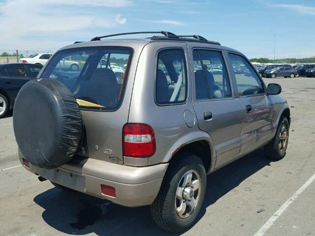 KNDJA723415018913 - 2001 KIA SPORTAGE TAN photo 4