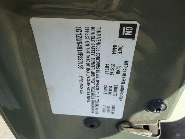 1G1ZU64814F220158 - 2004 CHEVROLET MALIBU MAX 绿色 照片 10