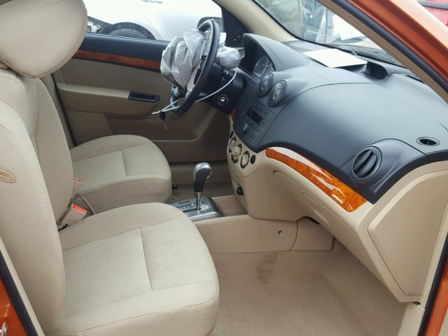 KL1TD56677B175216 - 2007 CHEVROLET AVEO BASE Narıncı foto 5