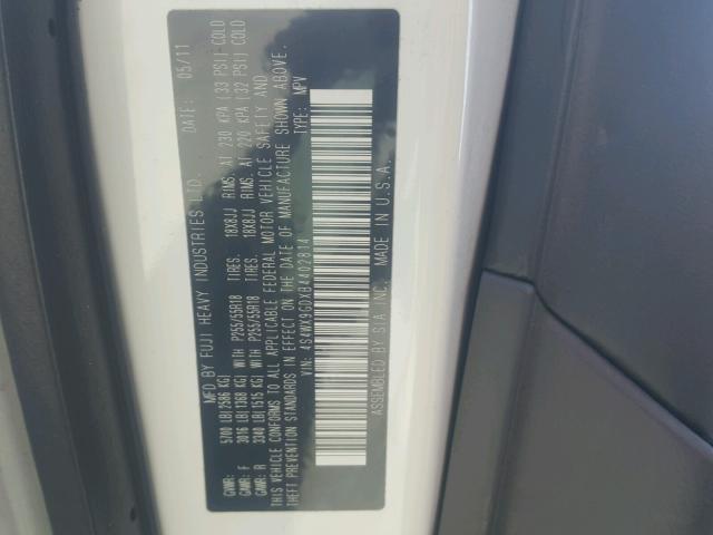 4S4WX9GDXB4402814 - 2011 SUBARU TRIBECA LI 白色 照片 10