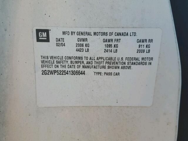 2G2WP522541306644 - 2004 PONTIAC GRAND PRIX Ağ foto 10