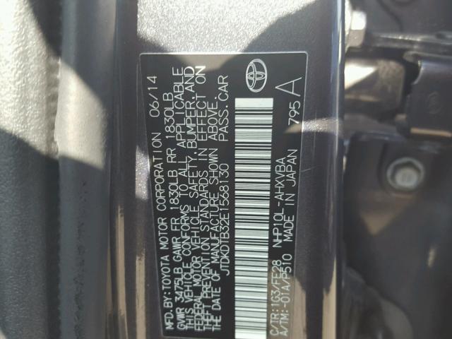 JTDKDTB32E1568130 - 2014 TOYOTA PRIUS C GRAY photo 10