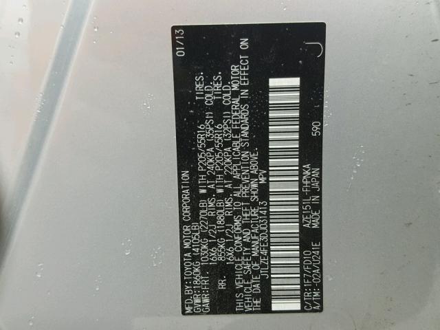 JTLZE4FE3DJ031413 - 2013 TOYOTA SCION XB SILVER photo 10