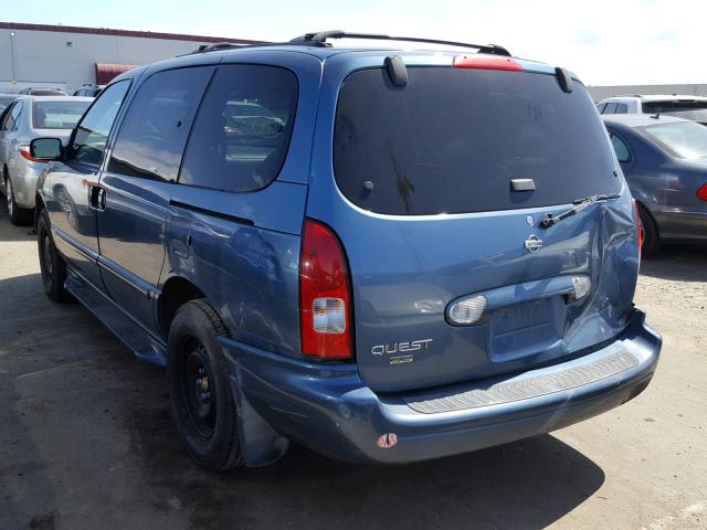 4N2ZN16T21D824461 - 2001 NISSAN QUEST SE BLUE photo 3