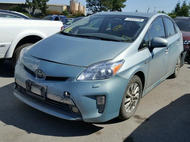 JTDKN3DP5F3074492 - 2015 TOYOTA PRIUS PLUG TEAL photo 2