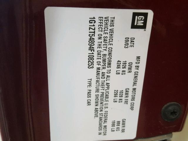 1G1ZT54894F108253 - 2004 CHEVROLET MALIBU LS RED photo 10