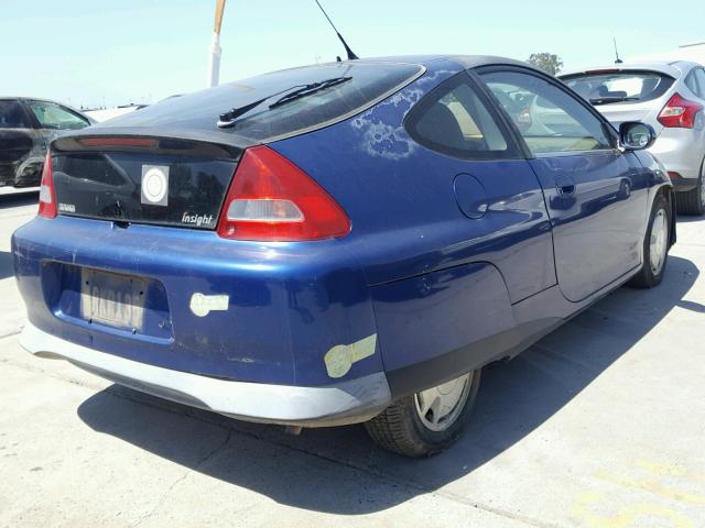 JHMZE13531T000658 - 2001 HONDA INSIGHT BLUE photo 4