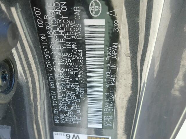 JTKDE177770208844 - 2007 TOYOTA SCION TC 灰色 照片 10