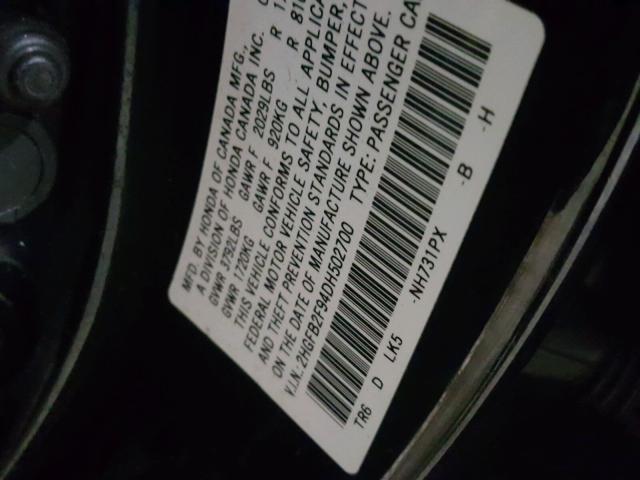 2HGFB2F94DH502700 - 2013 HONDA CIVIC EXL BLACK photo 10