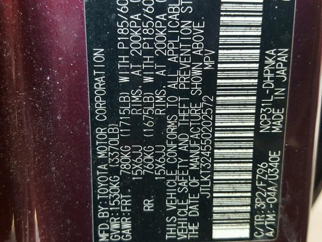 JTLKT324550202572 - 2005 TOYOTA SCION XB PURPLE photo 10