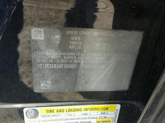 1G1ZC5EB2AF169367 - 2010 CHEVROLET MALIBU 1LT 黑色 照片 10