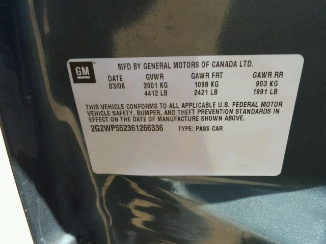2G2WP552361266336 - 2006 PONTIAC GRAND PRIX GRAY photo 10