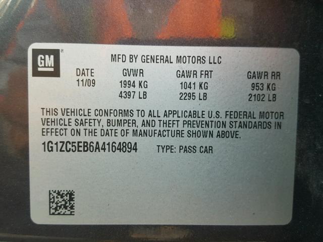 1G1ZC5EB6A4164894 - 2010 CHEVROLET MALIBU 1LT 灰色 照片 10