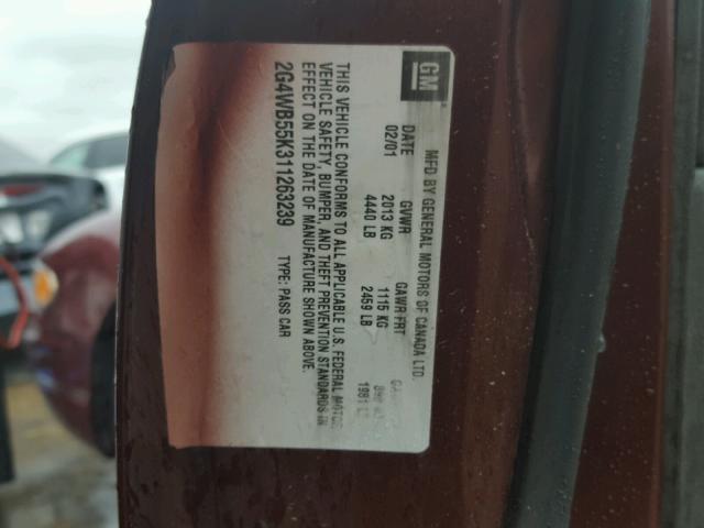 2G4WB55K311263239 - 2001 BUICK REGAL LS 勃艮第红 照片 10