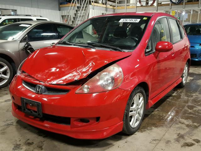 JHMGD38637S058145 - 2007 HONDA FIT S RED photo 2