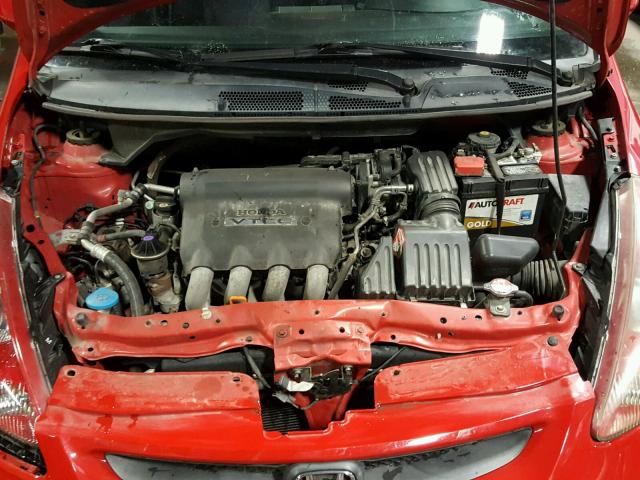 JHMGD38637S058145 - 2007 HONDA FIT S RED photo 7